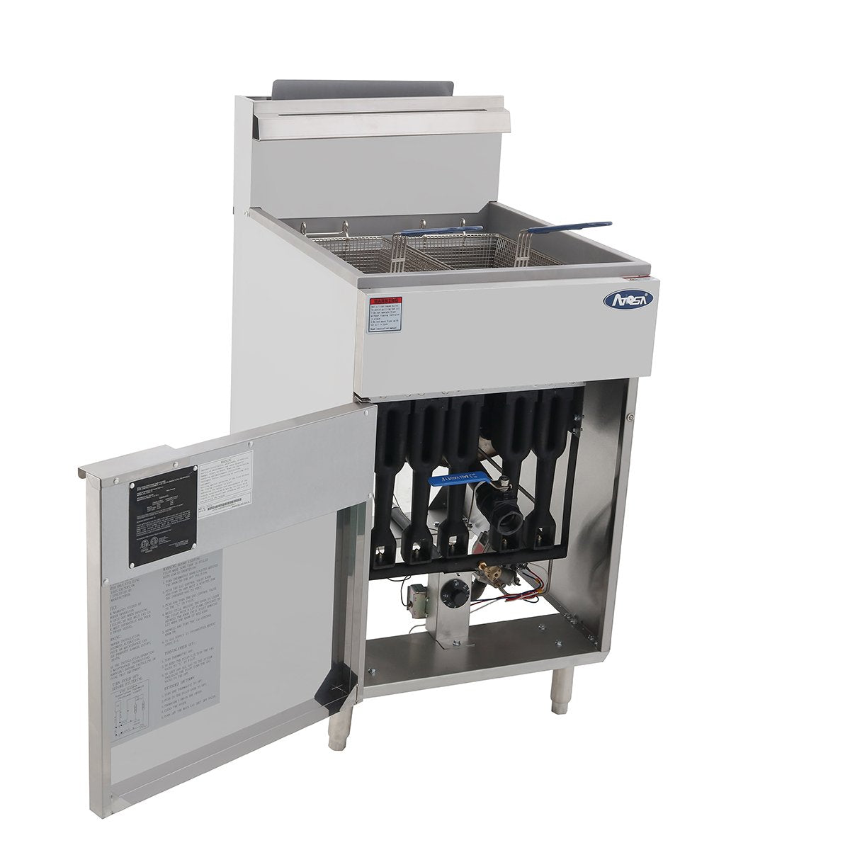 Atosa CookRite ATFS-75-LP 75 lb. Liquid Propane Floor Fryer – 150,000 BTU, Stainless Steel