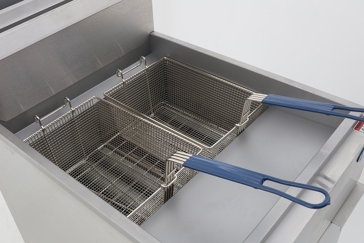 Atosa CookRite ATFS-75-LP 75 lb. Liquid Propane Floor Fryer – 150,000 BTU, Stainless Steel