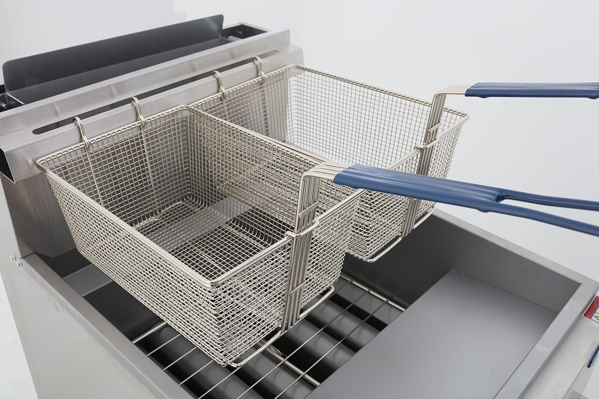 Atosa CookRite ATFS-75-LP 75 lb. Liquid Propane Floor Fryer – 150,000 BTU, Stainless Steel