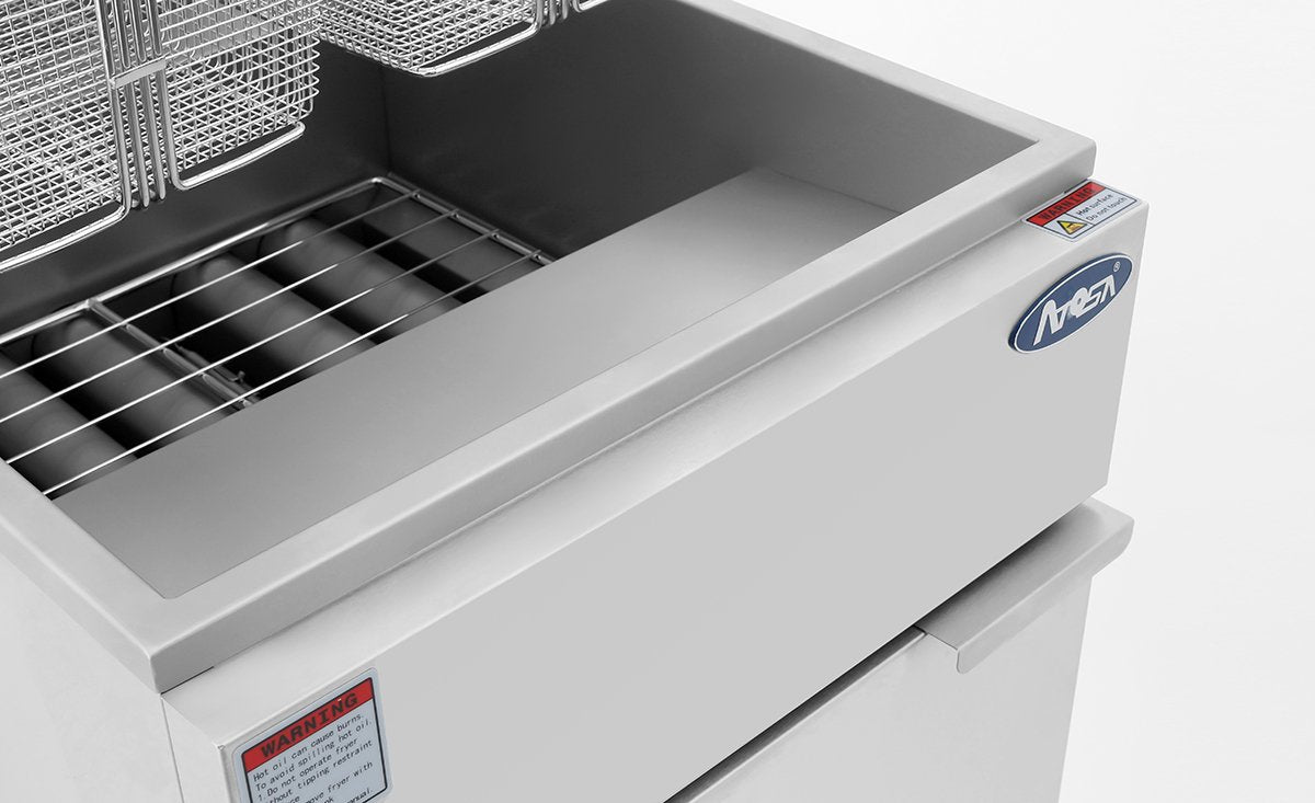 Atosa CookRite ATFS-75-LP 75 lb. Liquid Propane Floor Fryer – 150,000 BTU, Stainless Steel