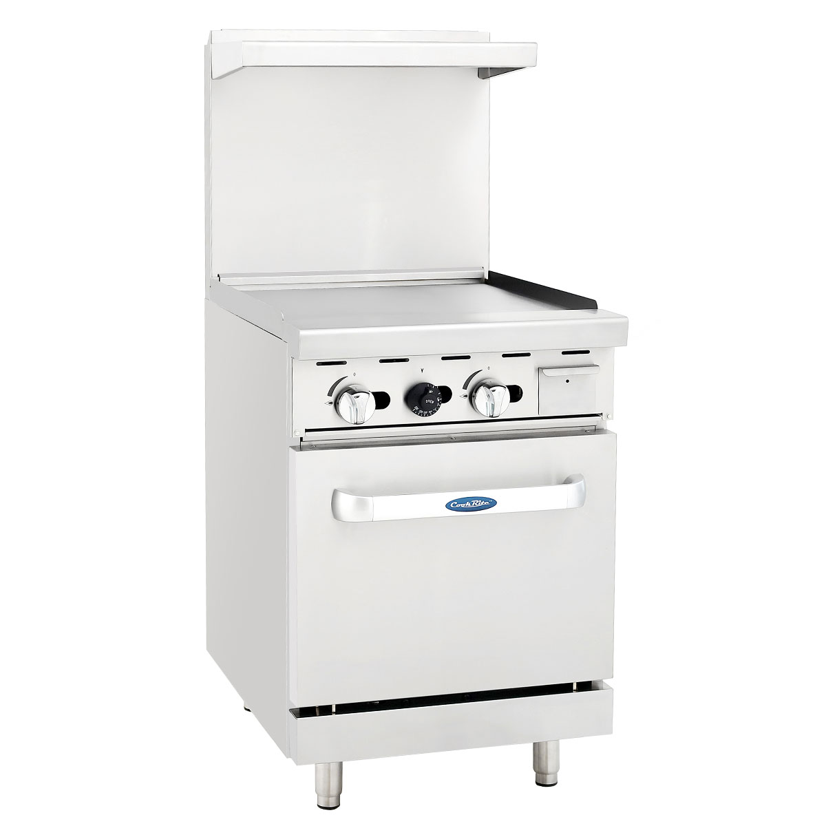 Atosa AGR-24G-NG 24″ Natural Gas Range with 24″ Griddle, 1 Oven, 2 Racks, Casters Included, 90,000 BTU
