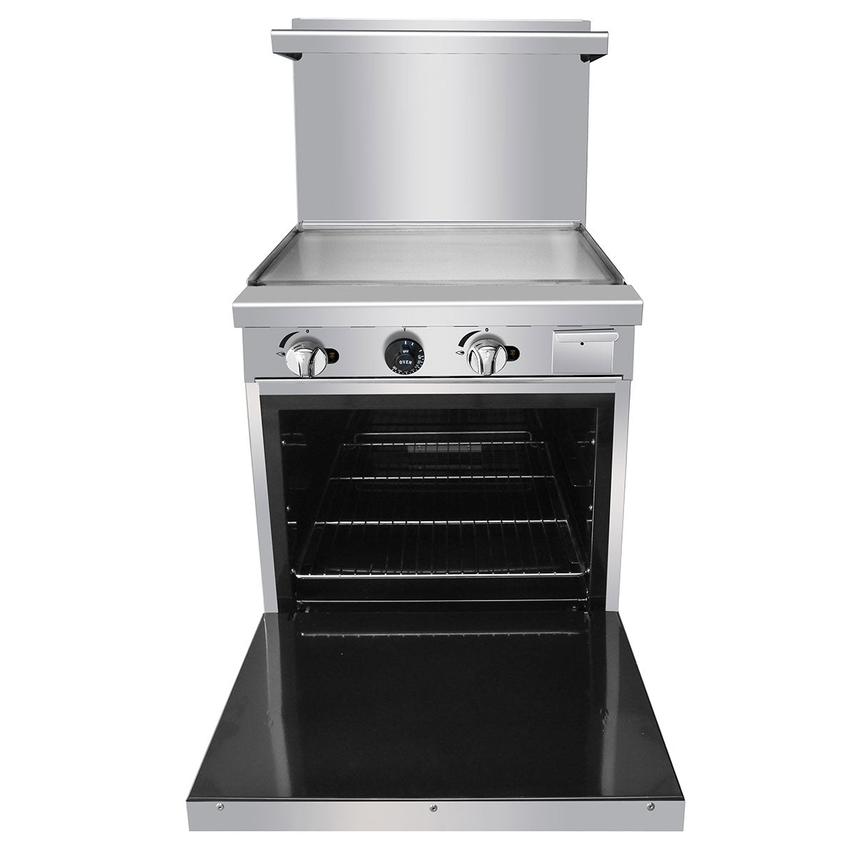 Atosa AGR-24G-NG 24″ Natural Gas Range with 24″ Griddle, 1 Oven, 2 Racks, Casters Included, 90,000 BTU