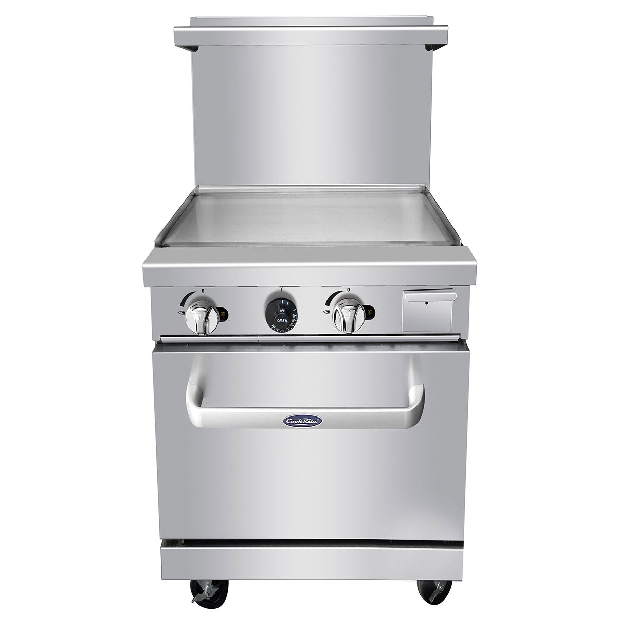 Atosa AGR-24G-NG 24″ Natural Gas Range with 24″ Griddle, 1 Oven, 2 Racks, Casters Included, 90,000 BTU