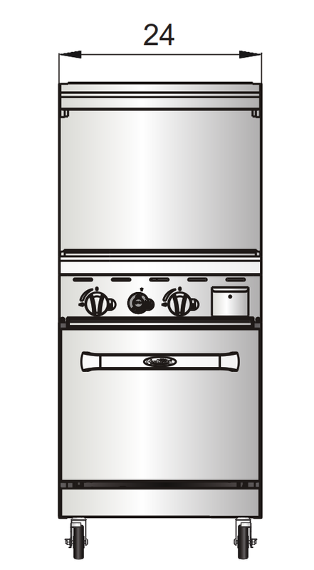 Atosa AGR-24G-NG 24″ Natural Gas Range with 24″ Griddle, 1 Oven, 2 Racks, Casters Included, 90,000 BTU