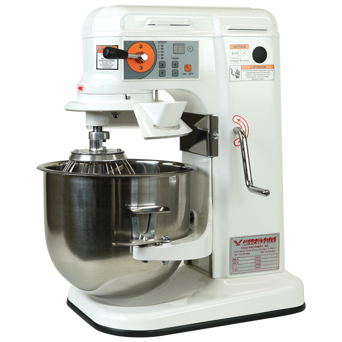 American Eagle AE-10DCA 10 Quart Countertop Planetary Mixer w/Guard and Digital Panel, 15 speeds, 115V