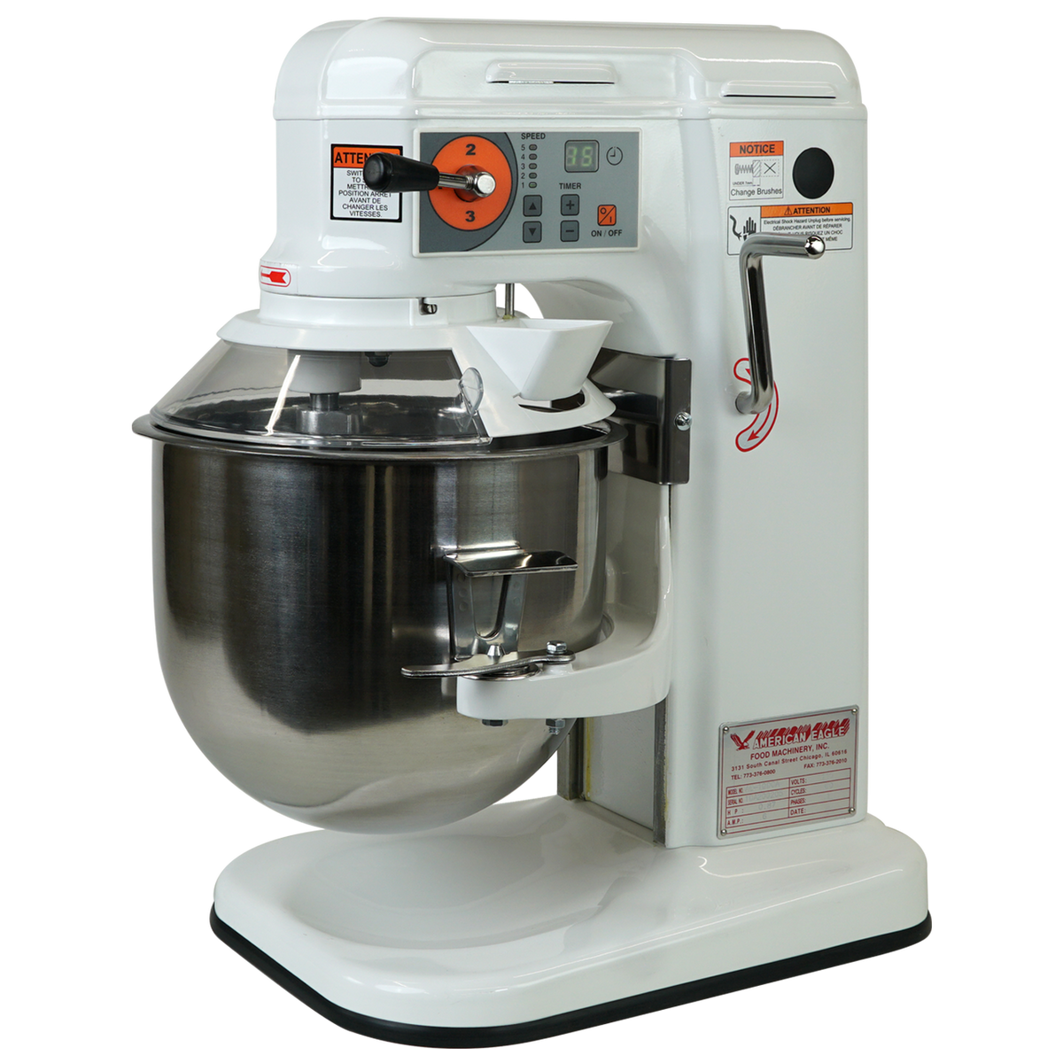 American Eagle AE-10DCA 10 Quart Countertop Planetary Mixer w/Guard and Digital Panel, 15 speeds, 115V