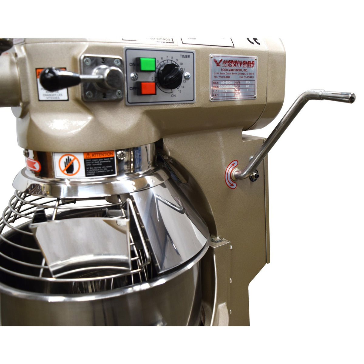 American Eagle AEG-20A 20 Qt. Gold Series Mixer w/ Guard, 115V/1Ph/60Hz, 3 speeds