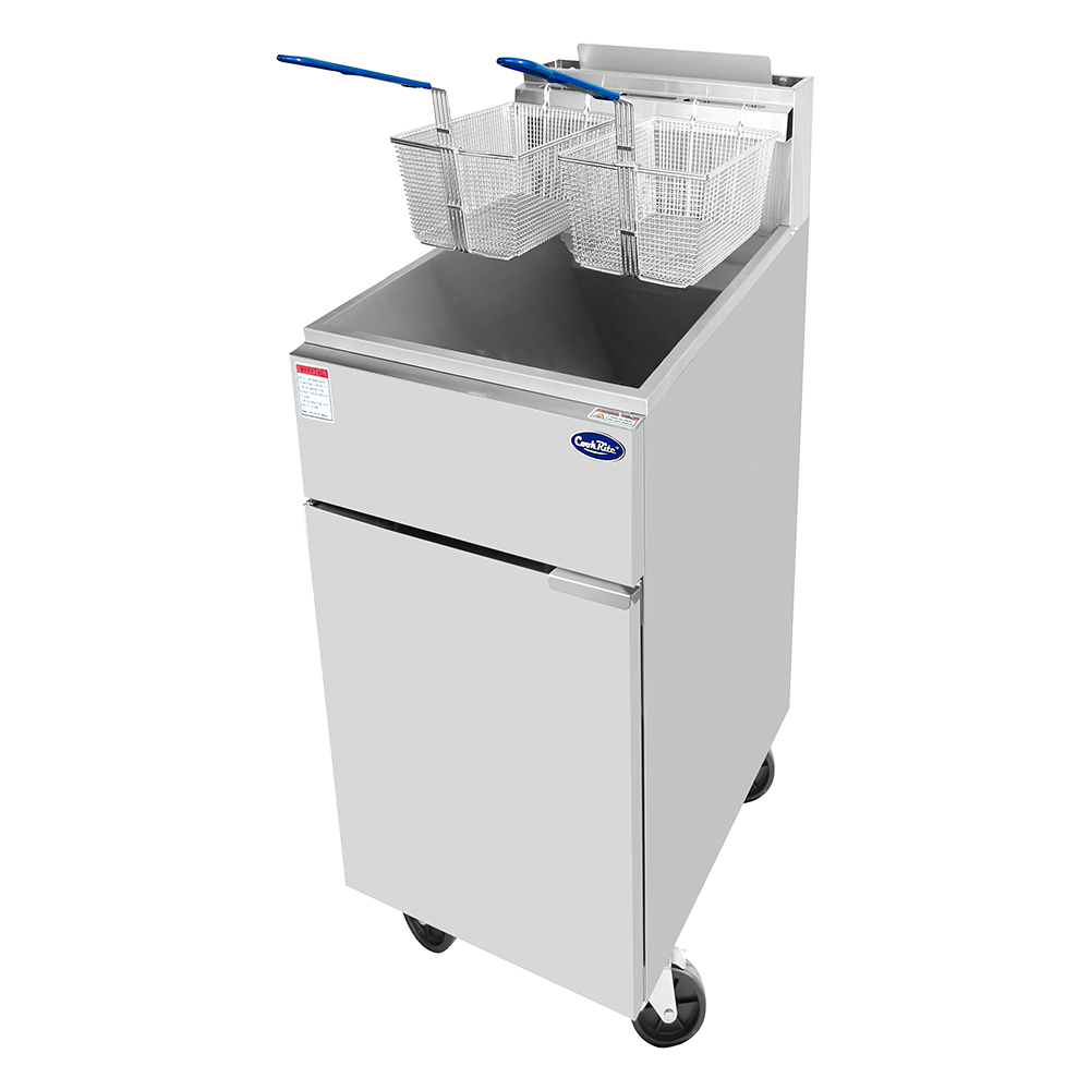 Atosa CookRite ATFS-35ES-LP 35 lb. Liquid Propane Gas Floor Fryer, Stainless Steel, Energy Star, 60,000 BTU