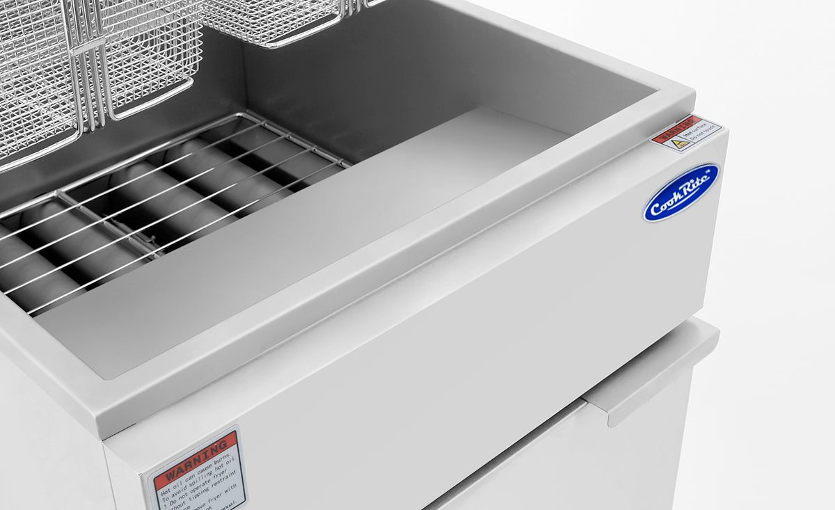 Atosa CookRite ATFS-35ES-LP 35 lb. Liquid Propane Gas Floor Fryer, Stainless Steel, Energy Star, 60,000 BTU