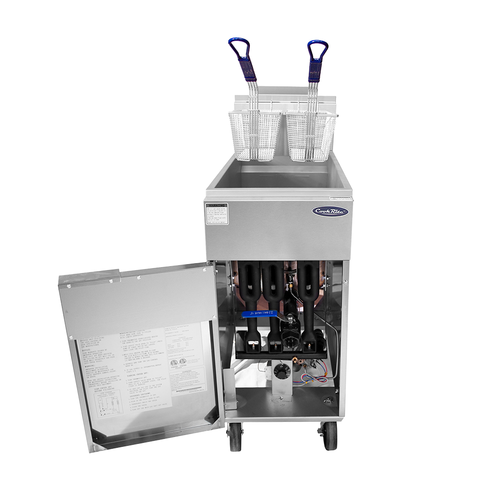 Atosa CookRite ATFS-35ES-NG 35 lb. Natural Gas Floor Fryer, Stainless Steel, Energy Star, 60,000 BTU