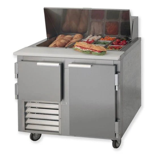 Leader Refrigeration LM36 36" Bain Marie / Sandwich Prep Table, 1 1/2 Doors, Defrost Timer System