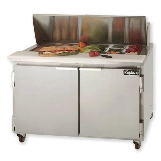 Leader ESLM48 48" Bain Marie / Sandwich Prep Table, 2 Doors, 13.7 Cu. Ft., 2 Shelves