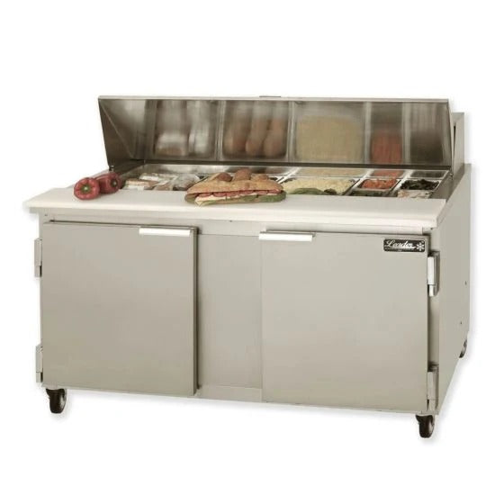 Leader ESLM60 60" Bain Marie / Sandwich Prep Table, 2 Doors, 17.3 Cu. Ft., 2 Shelves