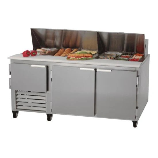 Leader LM72 72" Mega Top Sandwich Prep Table, 2 ½ Doors, 26.2 Cu. Ft., Defrost Timer System