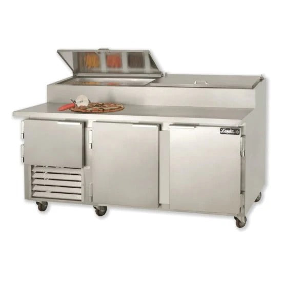 Leader ESPT72 72" Pizza Prep Table, 2 1/2 Solid Doors, 24.6 Cu. Ft., 1/3 HP