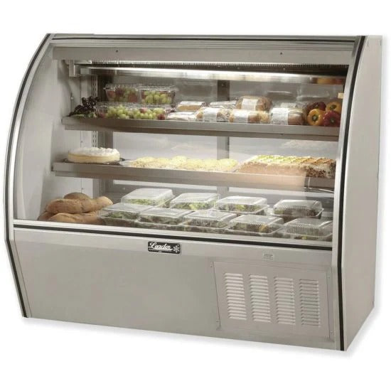 Leader ERHD60 60" Curved Glass High Deli Case, 4 Doors, 2 Shelves, 1/2 HP