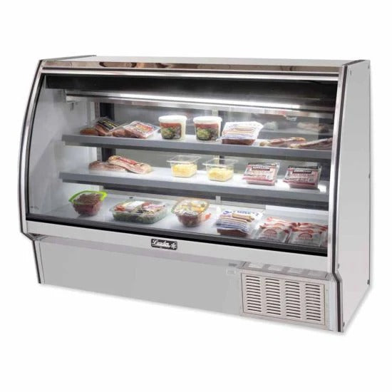 Leader ERHD72 72" Curved Glass High Deli Case, 4 Doors, 2 Shelves, 1/2 HP
