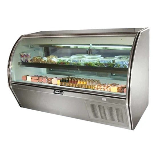 Leader ERCD72 72" Curved Glass Counter Deli Case, 4 Doors, 1 Stainless Steel Shelves, 1/2 HP