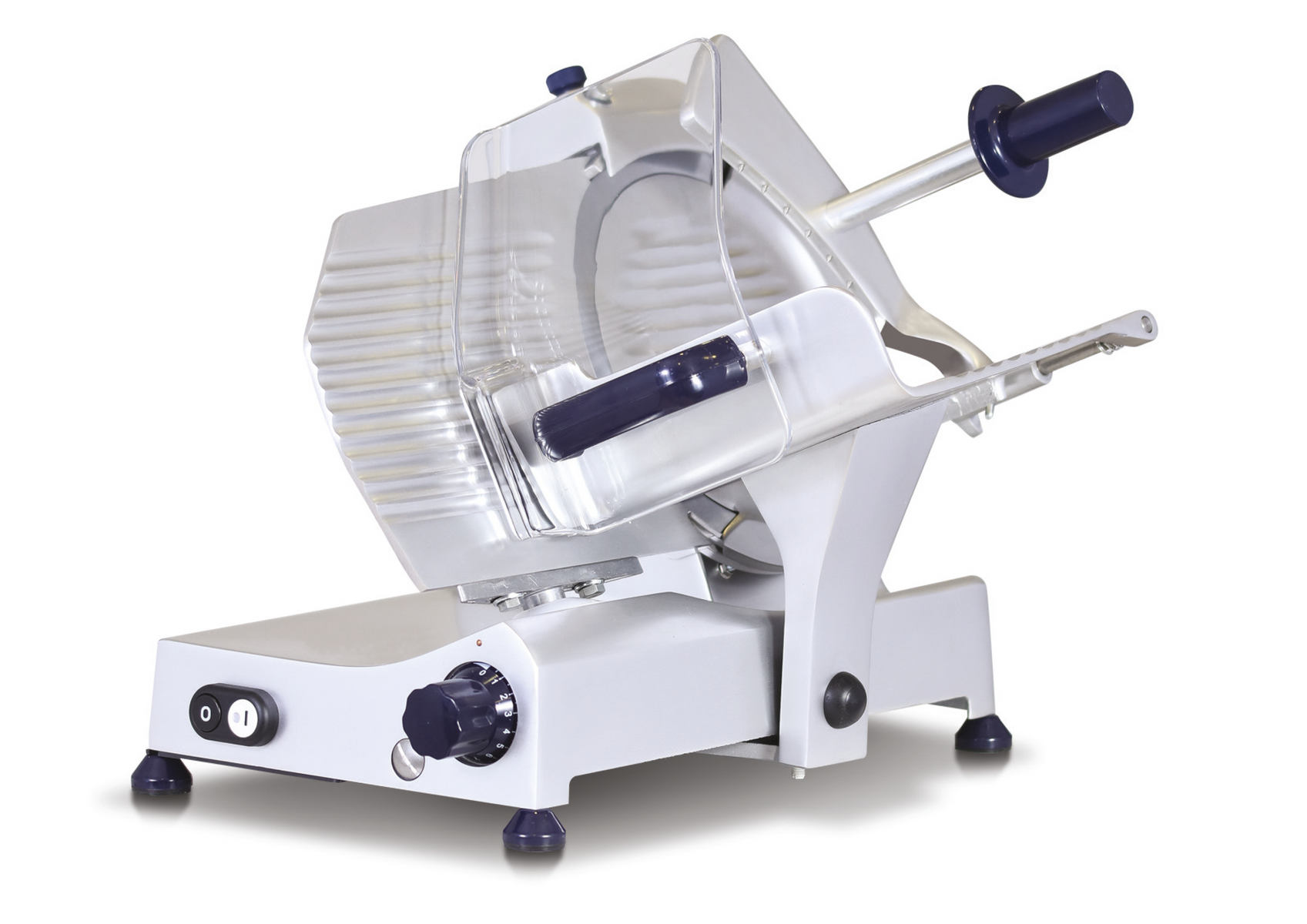 Skyfood AF300 12" Manual Gravity Feed Slicer, Belt Driven, Built-In Sharpener