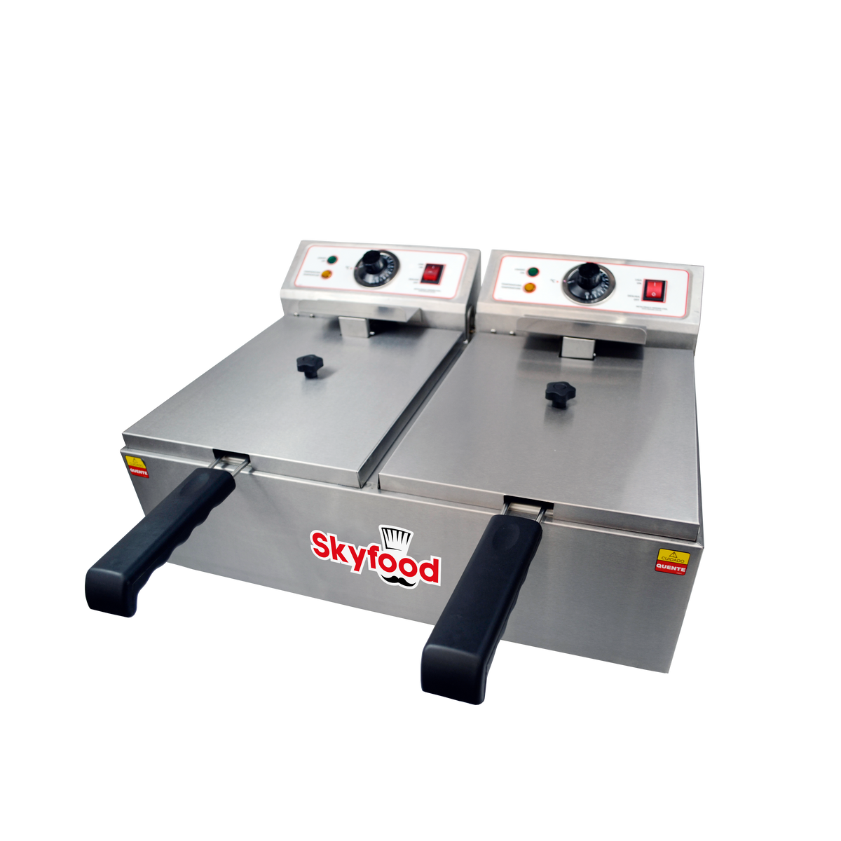 Skyfood FED-20-N Electric Fryer Countertop, Split Pot, 2 x 10 lb Capacity, Stainless Steel, 392°F Max Temp