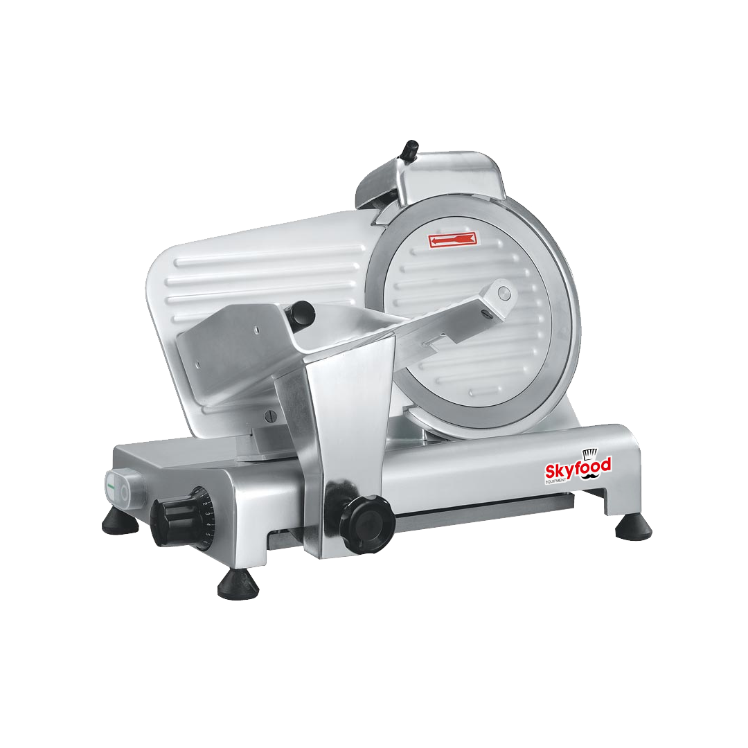 Skyfood GL250 10" Economy Slicer Compact Gravity Feed, Stainless Steel Blade, Top Sharpener, 1/3 HP