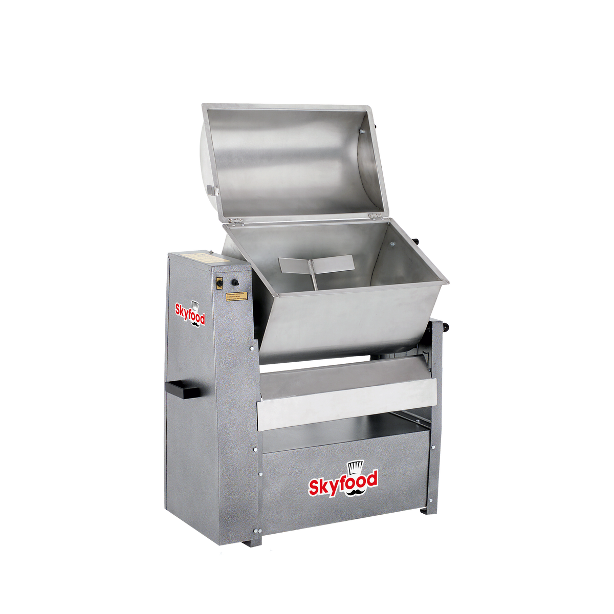 Skyfood MMS-501 110 lb. Meat Mixer Floor Model, Stainless Steel Tilting Bowl, Pulse Switch, Safety Lid, 1 HP