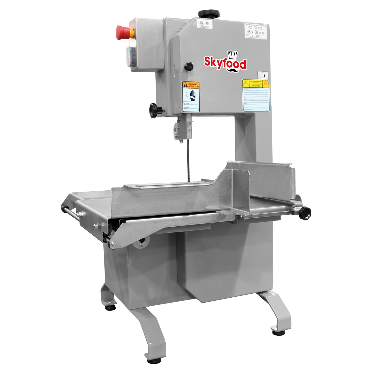 Skyfood MSKE 74" Meat & Bone Saw Tabletop, Blade Guard, Cut Regulator, Steel Base, 1/2 HP