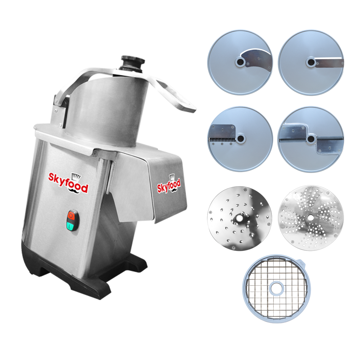 Skyfood PA7 PRO D Food Processor Countertop, 7 Discs Included, Stainless Steel, 552 lb/hr, 1/2 HP