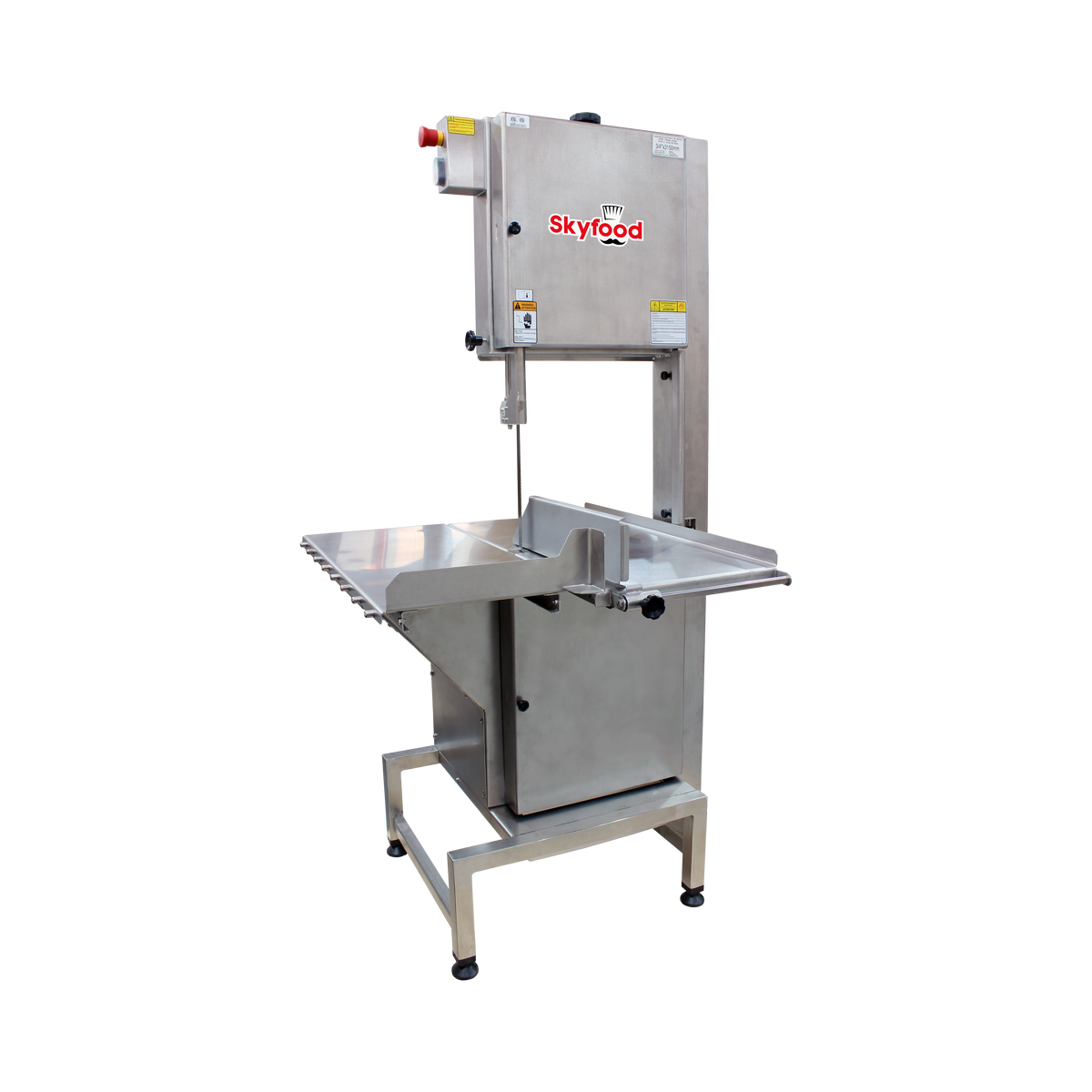 Skyfood SI-315HDE-2 124" Meat & Bone Saw Floor Model, 14-1/8" x 12-3/16" Cutting Clearance, 3 HP, Stainless Steel, 3-Phase