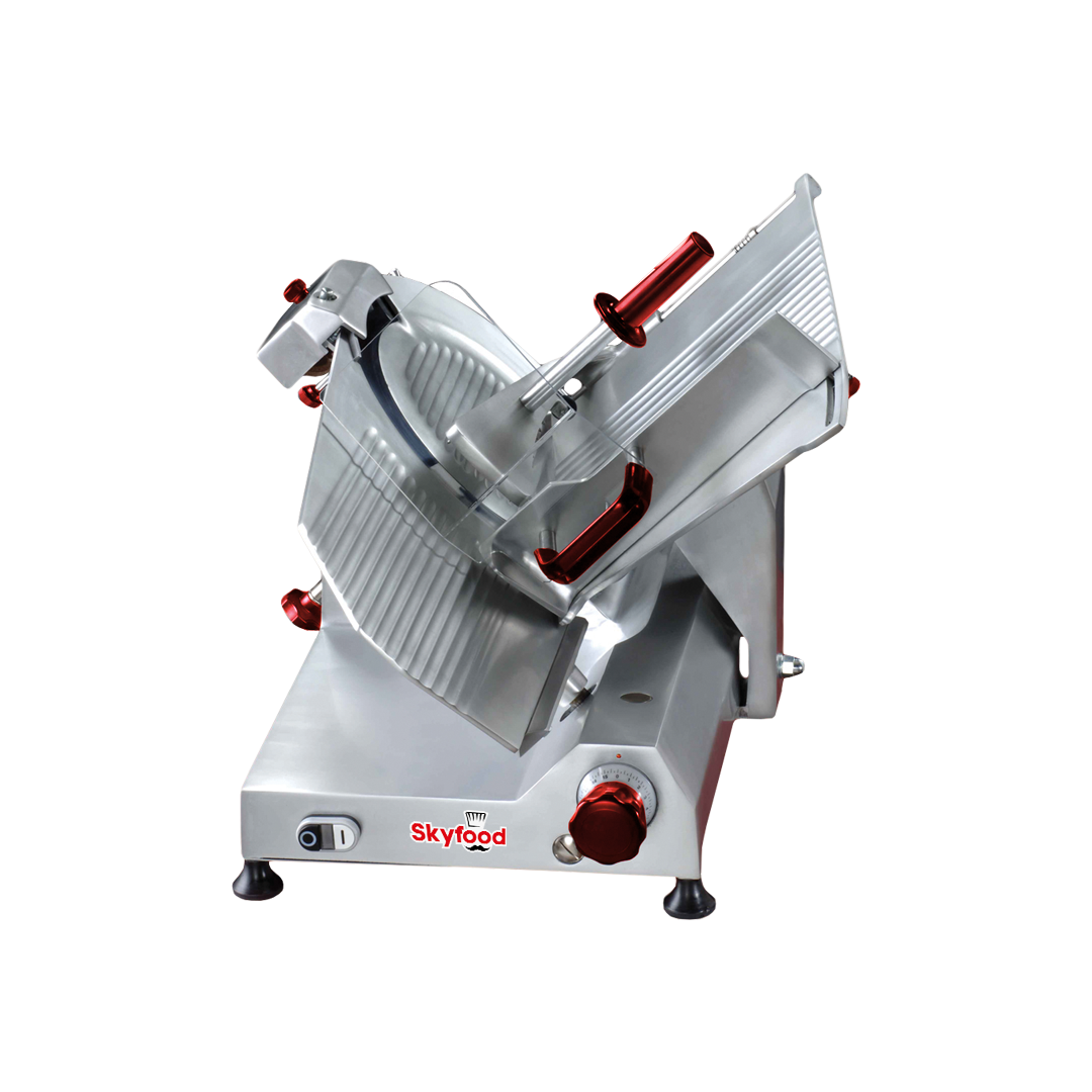 Skyfood SSI-12I 12" Manual Slicer Gravity Feed, Belt-Driven, Built-In Sharpener