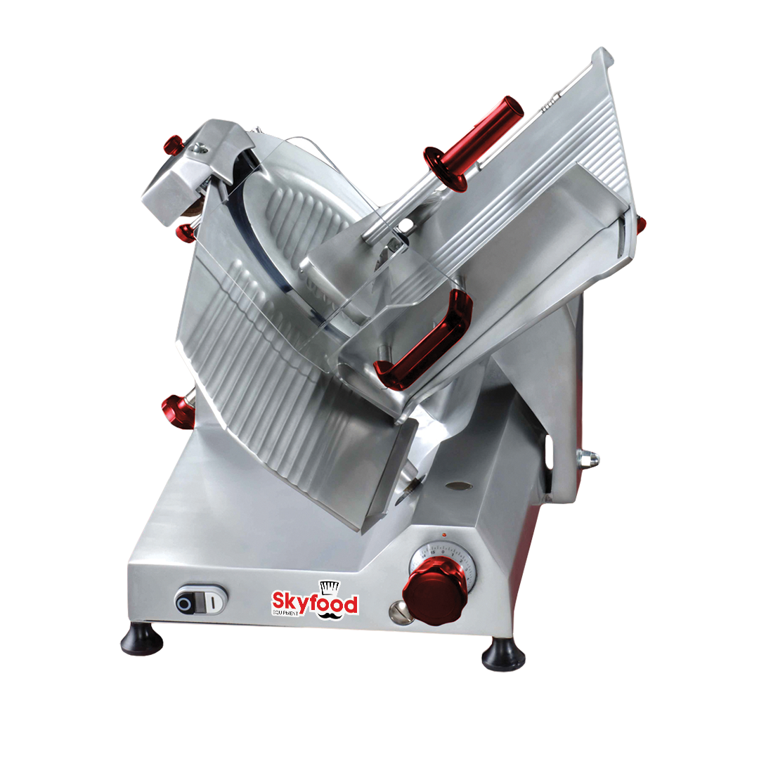 Skyfood SSI-14I 14" Manual Slicer Gravity Feed, Belt-Driven, Built-In Sharpener