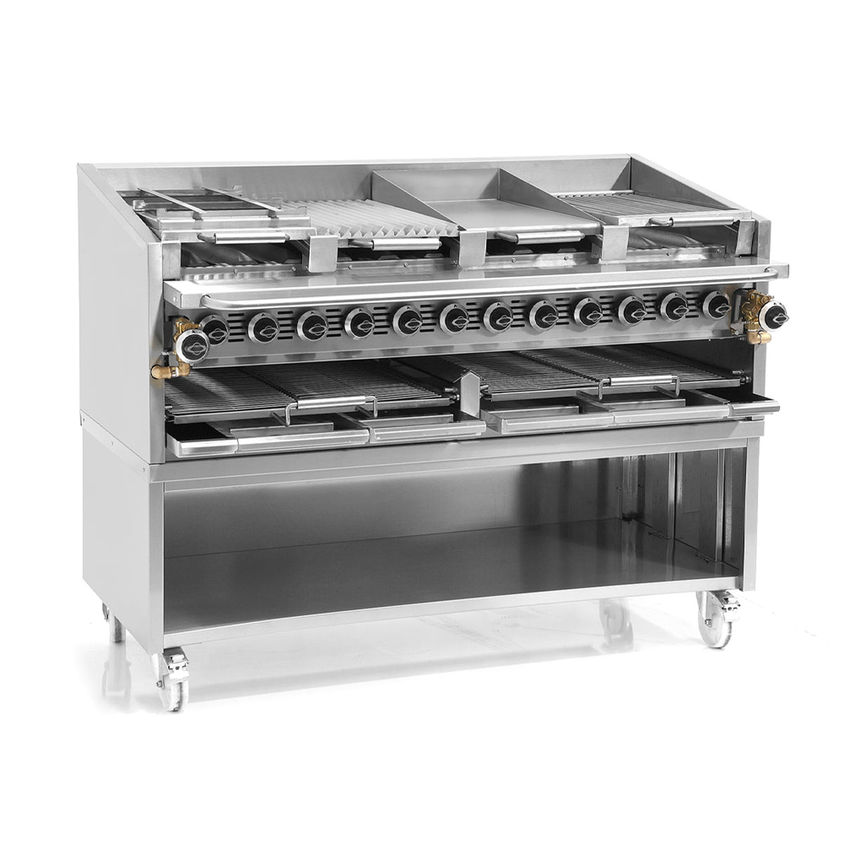 Pegasus CB-72G Heavy Duty Gas Radiant Charbroiler 72", Stainless Steel, Floor Model