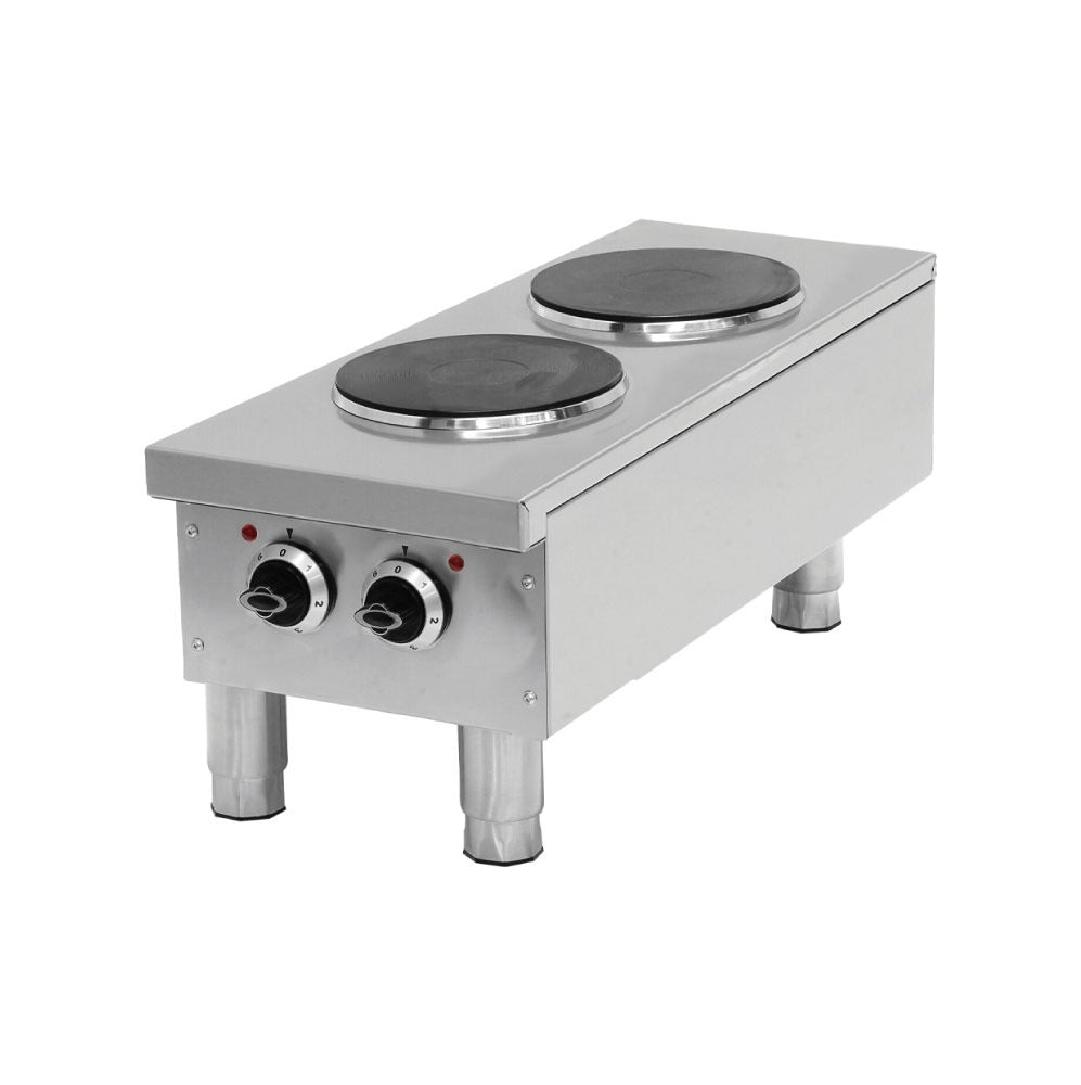 Pegasus HP-12E 12" Electric Hot Plate 2 Round Elements, Solid Top, Thermostatic Control