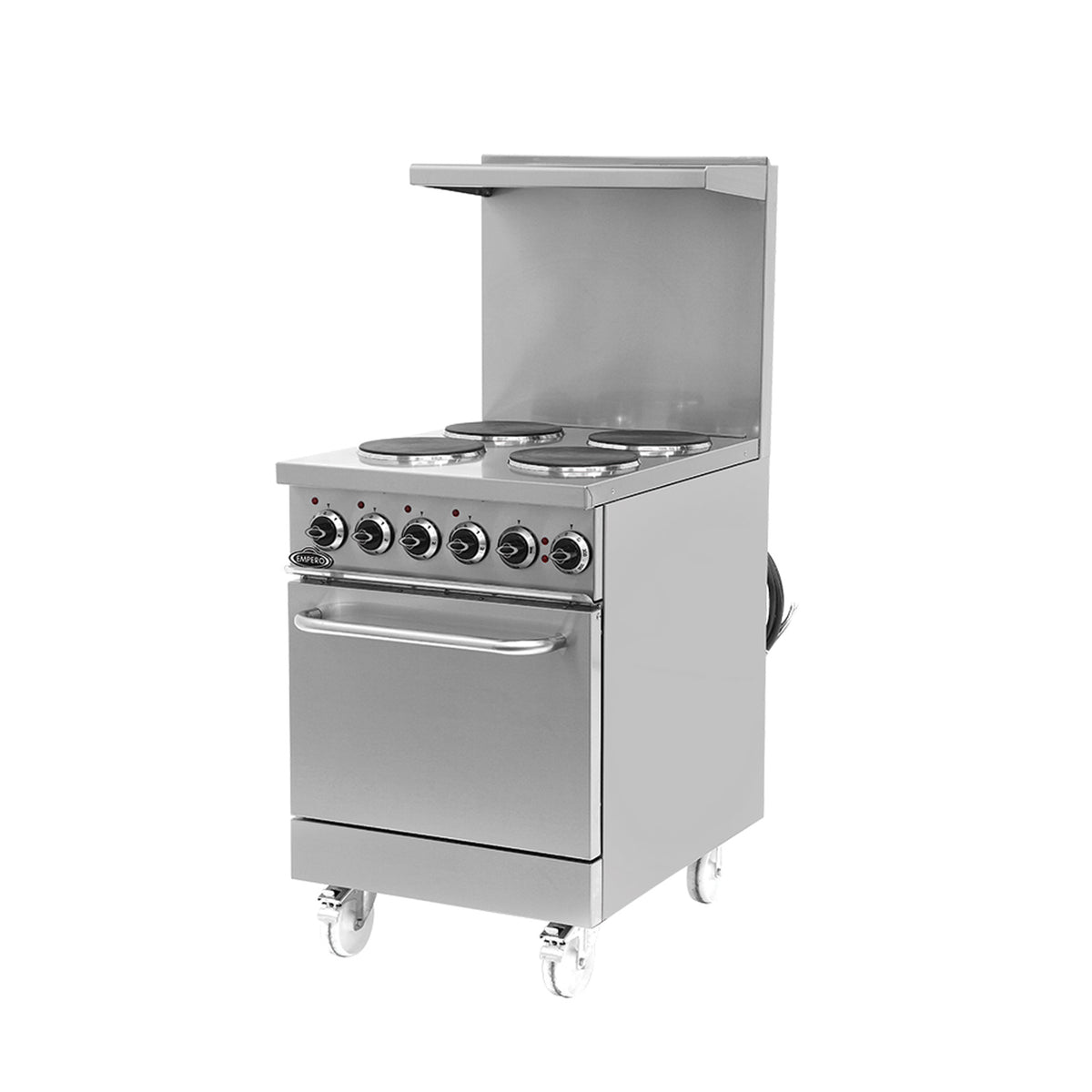 Pegasus R-24E 24" Electric Restaurant Range 4 Round Elements, Solid Top, Thermostatic Oven