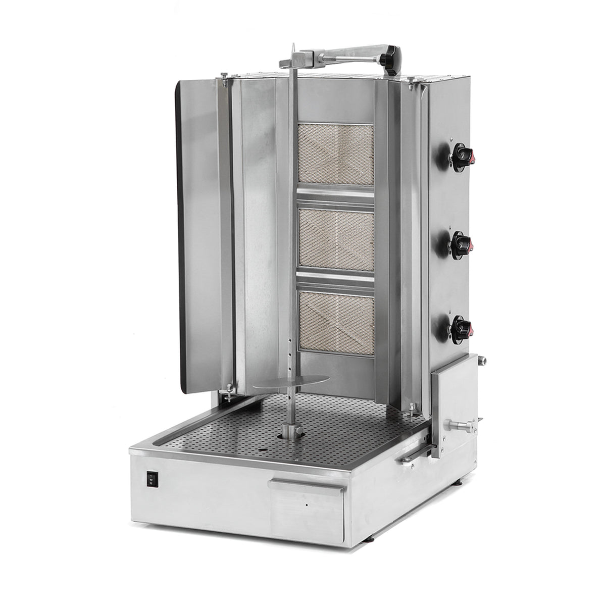 Pegasus S3G Standard Gas Gyro Machine 1 Column, 3 Burners, 35,827 BTU, Stainless Steel, Bottom Motor