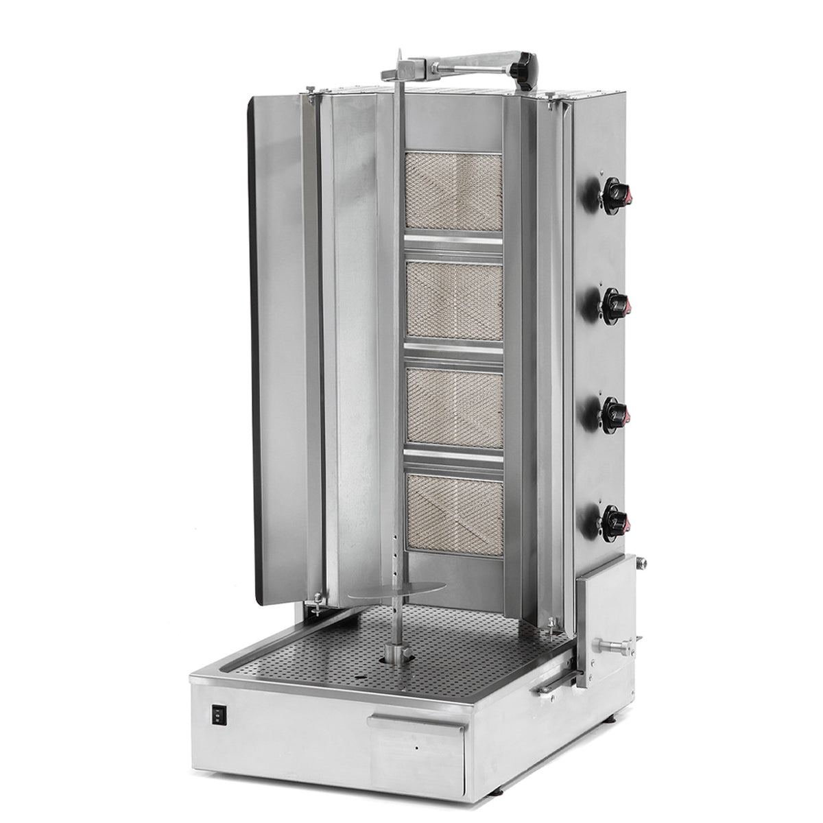 Pegasus S4G Standard Gas Gyro Machine 1 Column, 4 Burners, 47,770 BTU, Stainless Steel, Bottom Motor