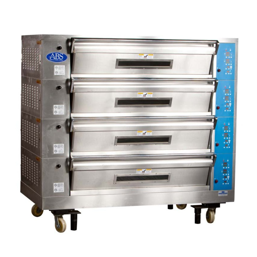 American Baking Systems ABSEDO-384 3-Pan Wide Electric Deck Oven, 4 Decks, Stone Hearth, Digital Controls