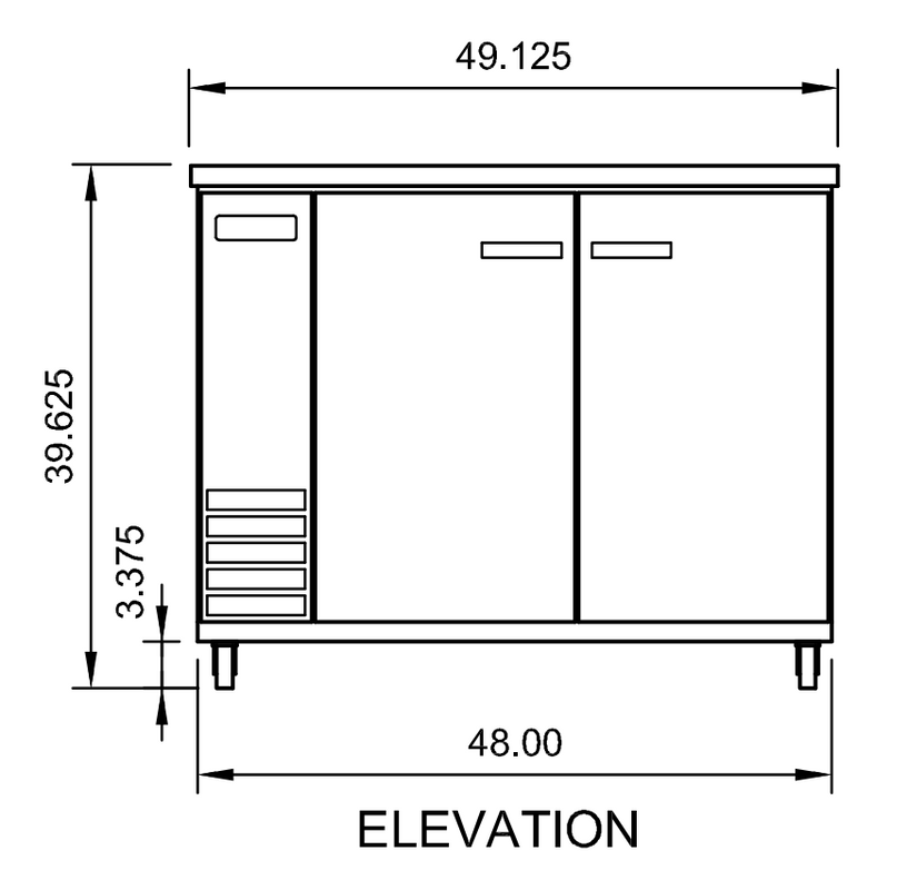 Arctic Air ABB48 49" Back Bar Refrigerator, 12.5 cu. ft., 2 Doors, LED Thermostat, Black Exterior, Stainless Interior