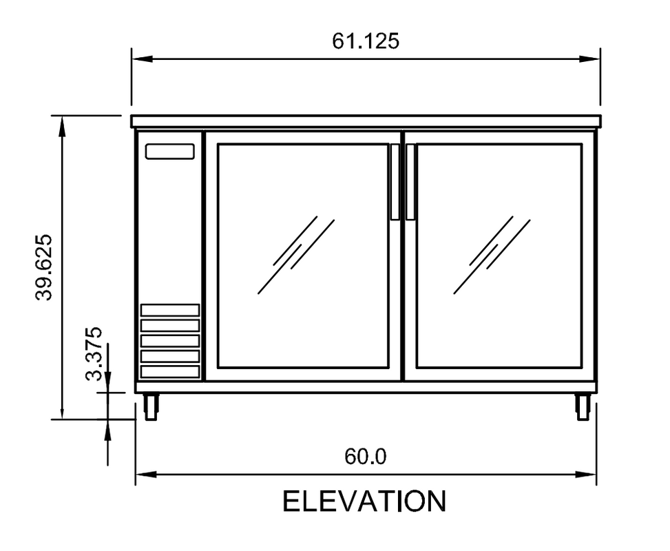 Arctic Air ABB60G 61" Glass Door Back Bar Refrigerator, 16.7 cu. ft., 2 Glass Doors, LED Interior, Digital Thermostat