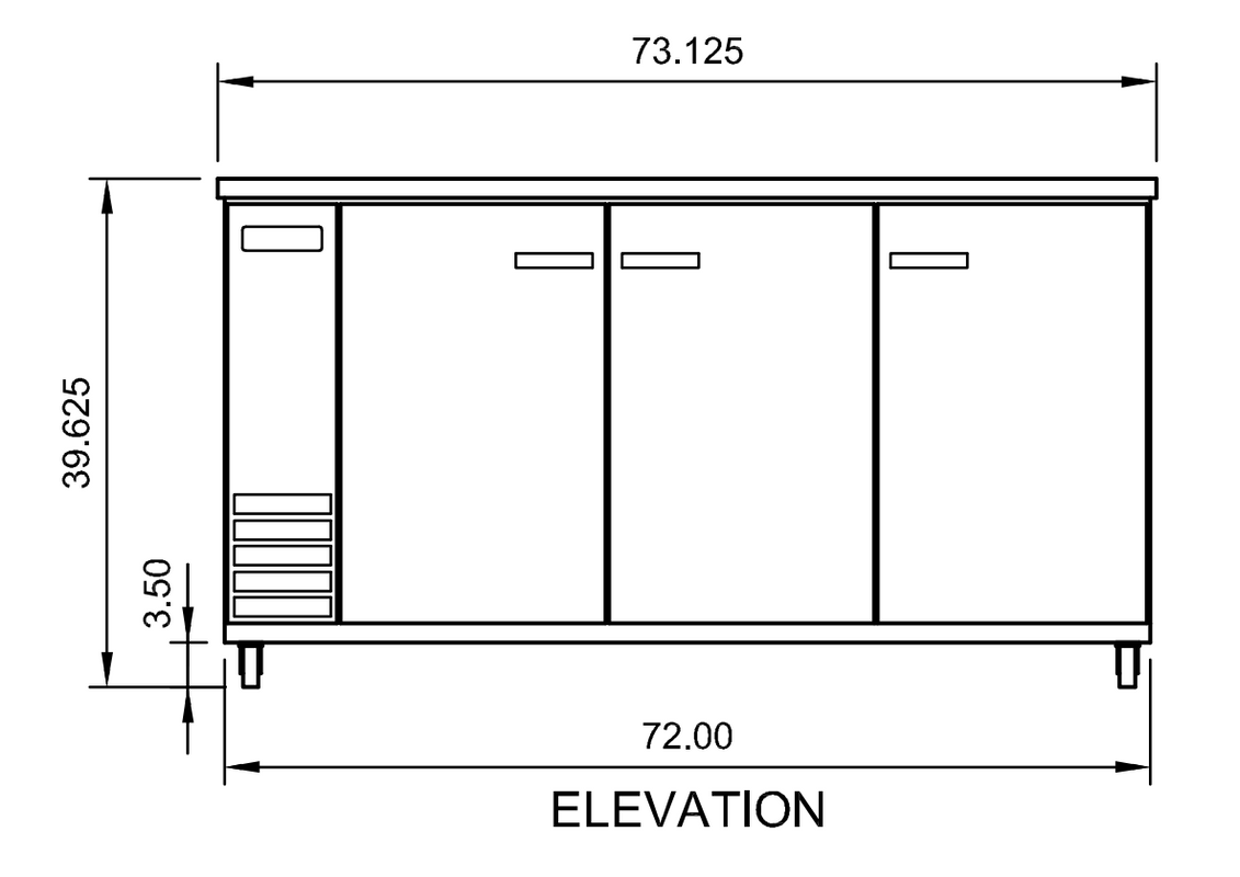 Arctic Air ABB72 73" Back Bar Refrigerator, 20.7 cu. ft., 3 Solid Doors, LED Interior, Digital Thermostat