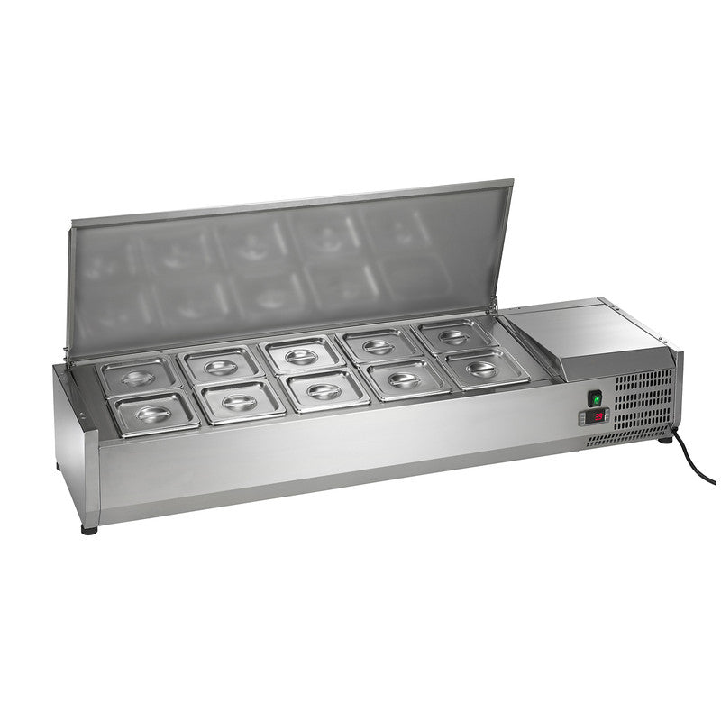 Arctic Air ACP55 55" Refrigerated Countertop Pan Rail, 10-Pan Capacity, Stainless Steel Construction, Digital Thermostat