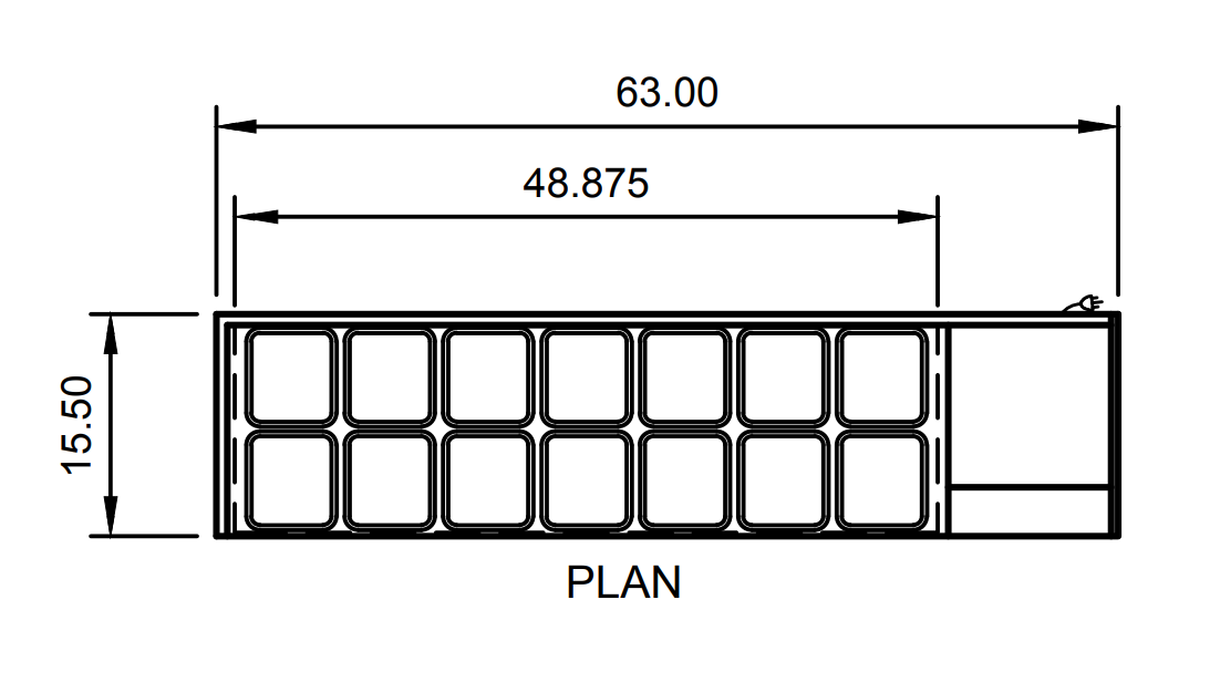 Arctic Air ACP63 63" Refrigerated Countertop Pan Rail, 14-Pan Capacity, Stainless Steel Construction, Digital Thermostat