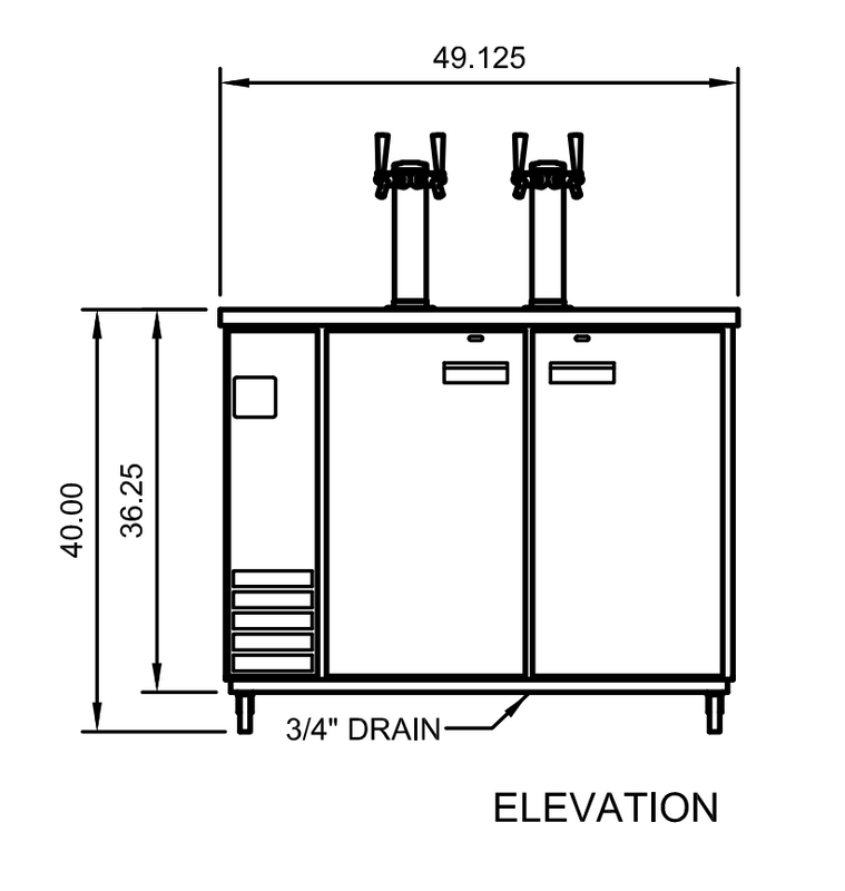 Arctic Air ADD48R-2 49" Direct Draw Draft Beer Dispenser, 12.5 cu. ft., 2 Towers, 4 Faucets, Digital Thermostat