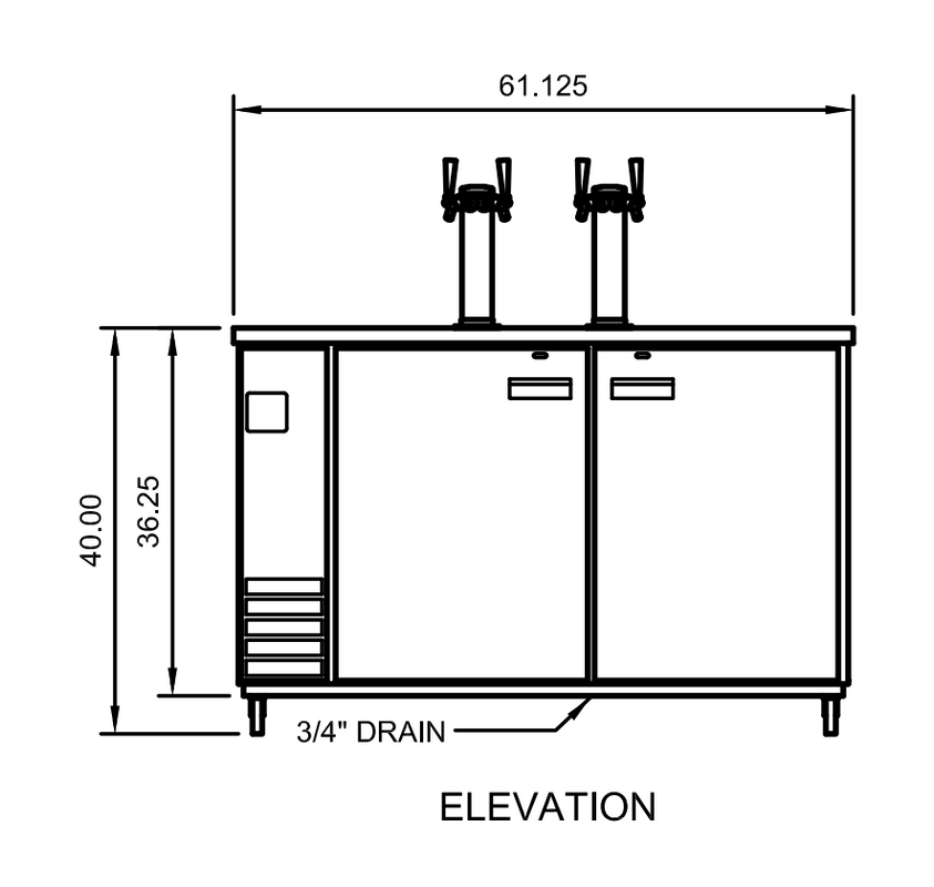 Arctic Air ADD60R-2 61" Direct Draw Draft Beer Dispenser, 16.7 cu. ft., 2 Towers, 4 Faucets, Digital Thermostat