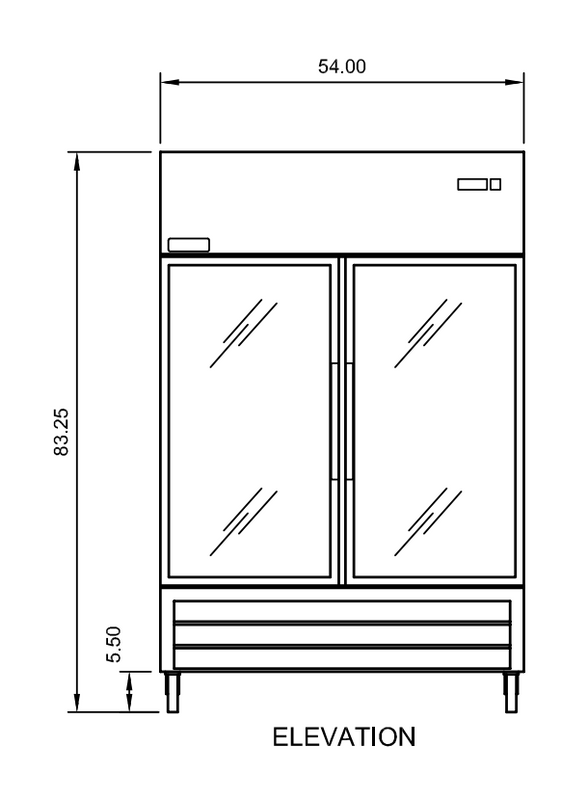 Arctic Air AGR49 54" Reach-In Refrigerator, 49 cu. ft., 2 Glass Doors, Bottom Mount, Digital Thermostat