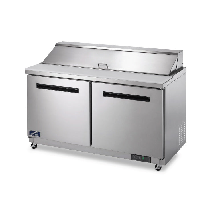 Arctic Air AMT60R 61.25" Mega Top Sandwich/Salad Prep Table, 15.5 cu. ft., 2 Doors, 24 Pans, Digital Thermostat