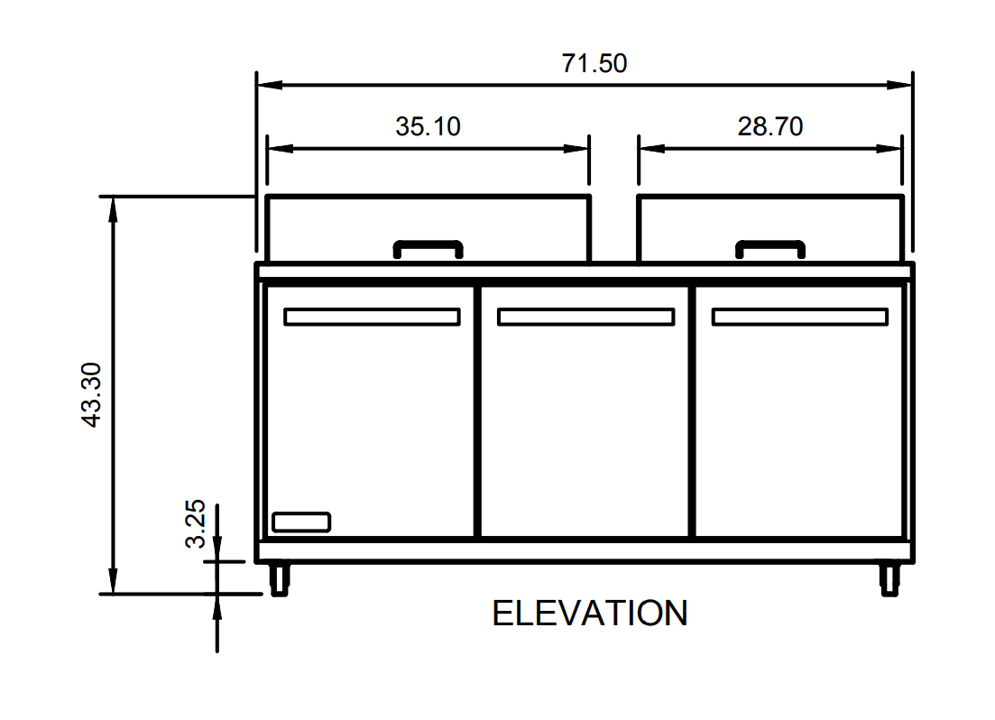Arctic Air AMT72R 71.5" Mega Top Sandwich/Salad Prep Table, 18 cu. ft., 3 Doors, 27 Pans, Digital Thermostat