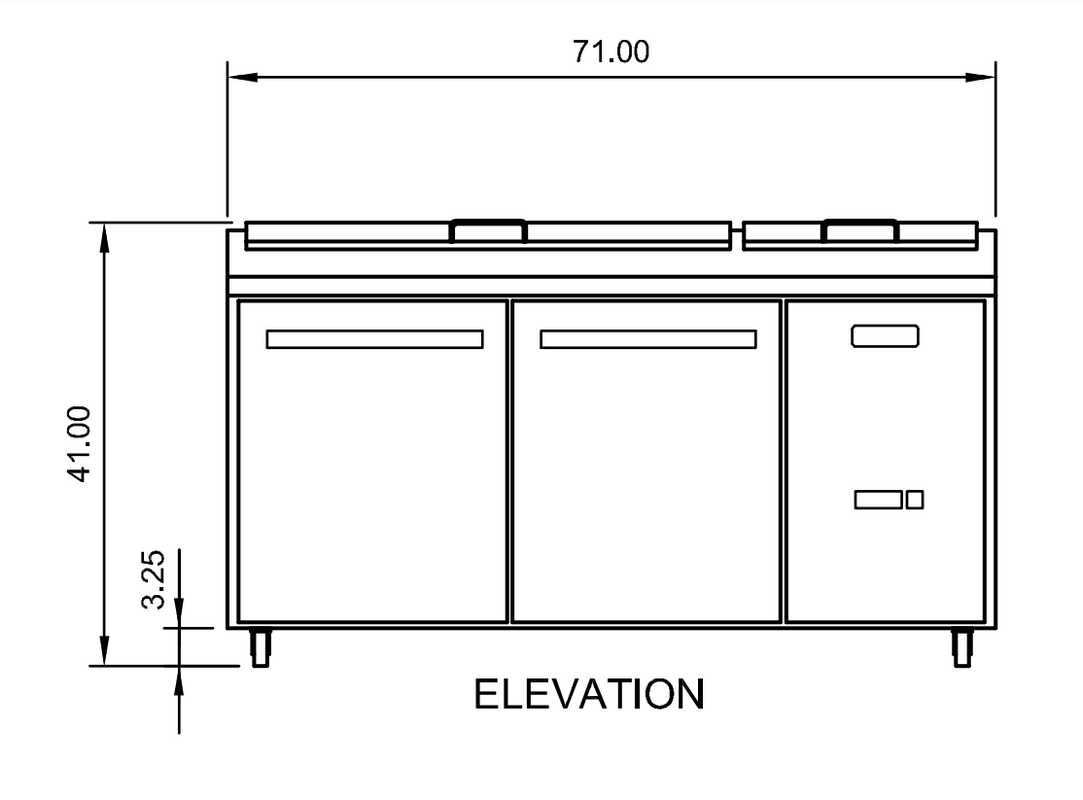 Arctic Air APP71R 71" Pizza Prep Table, 21 cu. ft., 2 Doors, 9 Pans, 17.75" Cutting Board, Digital Thermostat