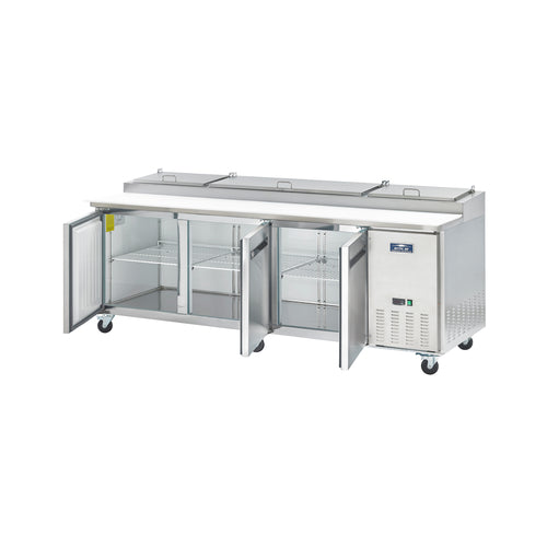 Arctic Air APP94R 94" Pizza Prep Table, 31 cu. ft., 3 Doors, 12 Pans, 17.75" Cutting Board, Digital Thermostat