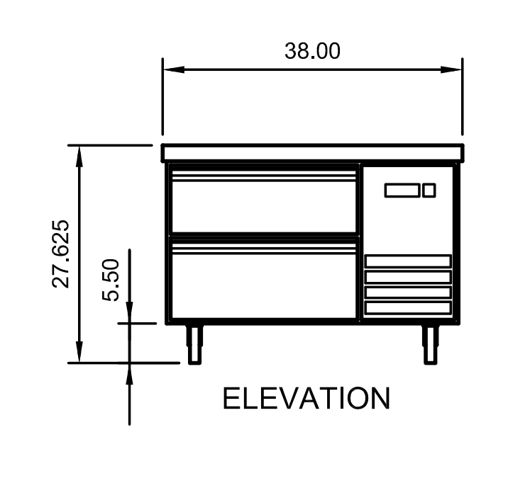 Arctic Air ARCB36 38" Refrigerated Chef Base, 2 Drawers, Marine Edge Top, Stainless Steel Construction, Digital Thermostatrefrigeratte